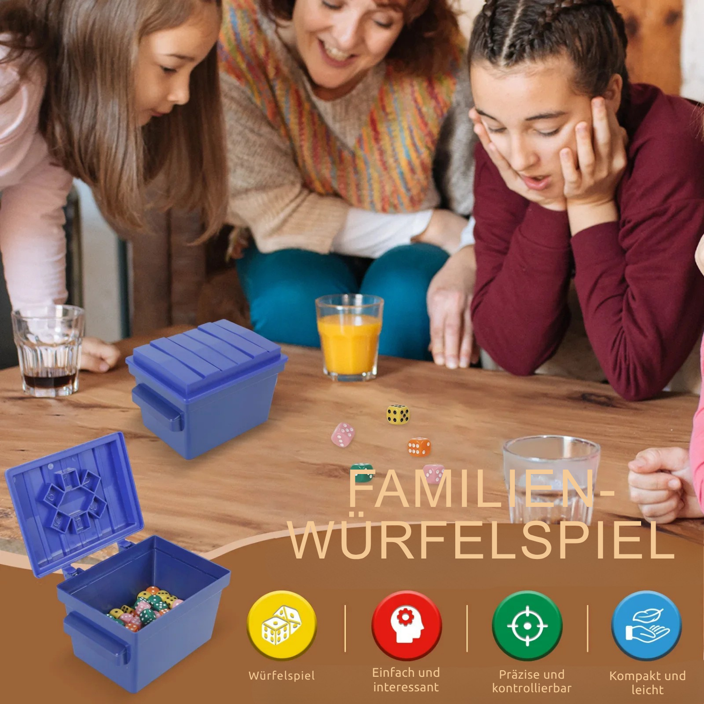 DiceRush Party-Spiel Set | Schnelles Würfelspiel für 2–6 Spieler mit Tray & 80 Würfeln