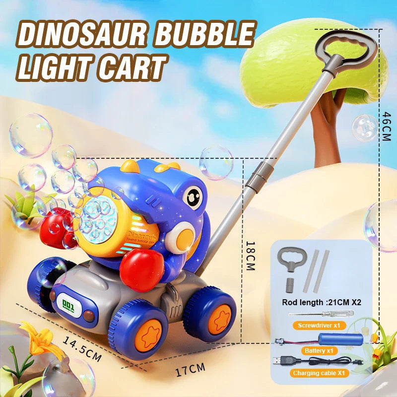 2-in-1 Dinosaur Bubble Gun - Push or Handheld Electric Bubble Fun!
