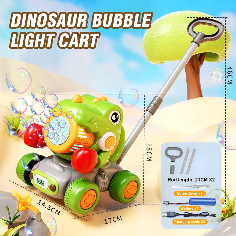 2-in-1 Dinosaur Bubble Gun - Push or Handheld Electric Bubble Fun!