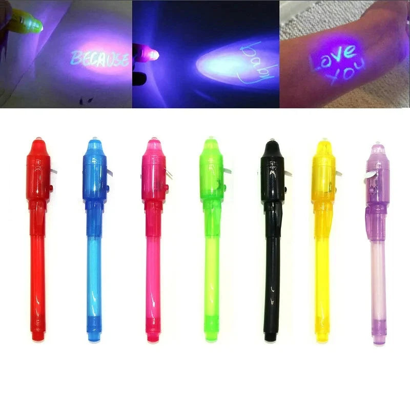 Geheimstifte mit unsichtbarer Tinte und UV-Licht (7 Farben)