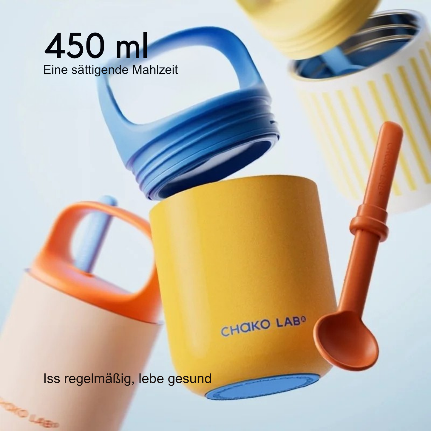 Chakolab 450ML Edelstahl Frühstücksbecher mit Deckel & Löffel | Isolierter Thermobehälter für Büro & unterwegs