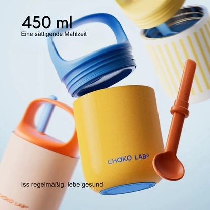 Chakolab 450ML Edelstahl Frühstücksbecher mit Deckel & Löffel | Isolierter Thermobehälter für Büro & unterwegs