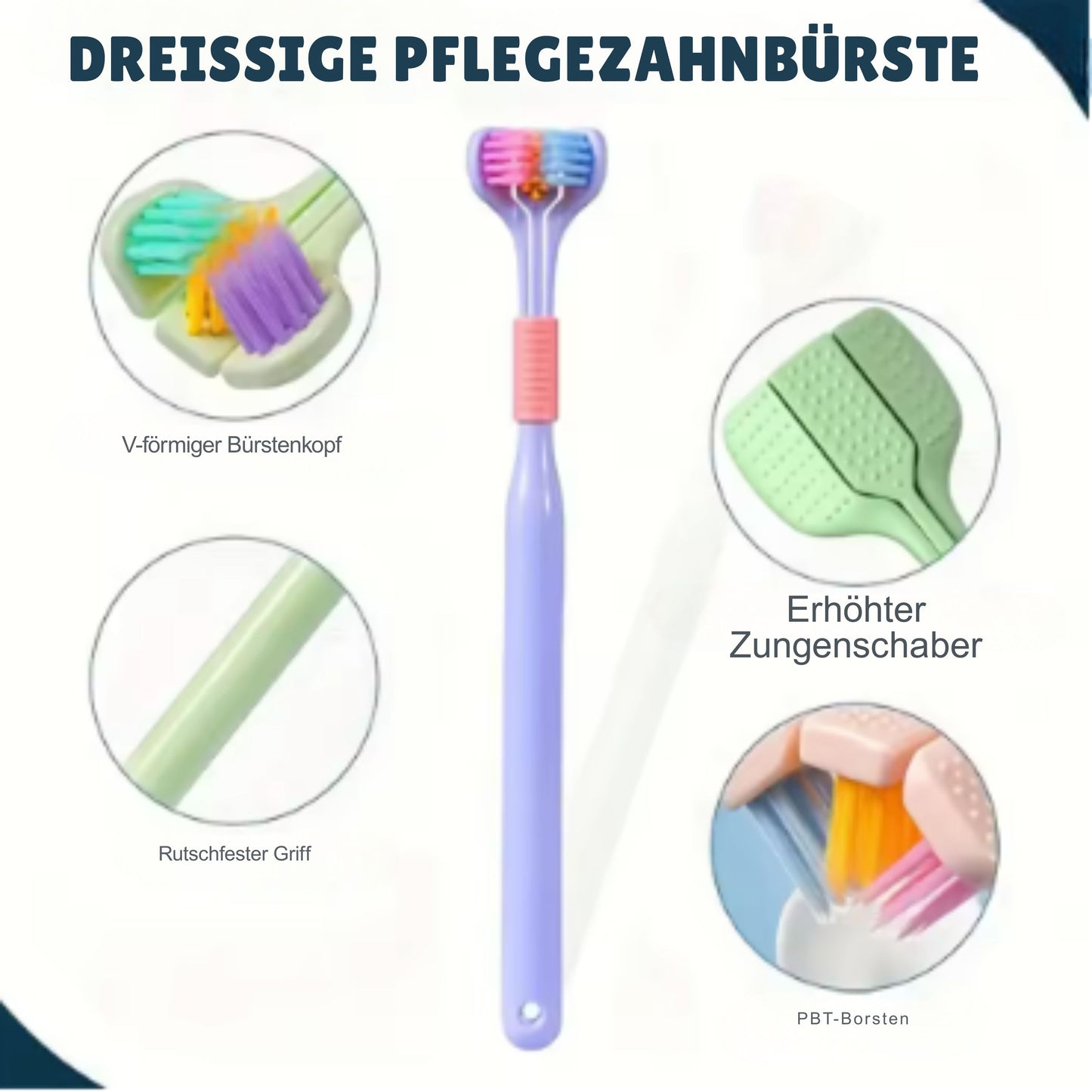 3-Seiten-Kopf Kinder Zahnbürste