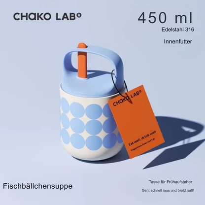 Chakolab 450ML Edelstahl Frühstücksbecher mit Deckel & Löffel | Isolierter Thermobehälter für Büro & unterwegs
