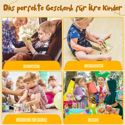 Montessori Busy Board aus Holz mit LED Lichtern | Sensorisches Lernspiel für Motorik und Konzentration