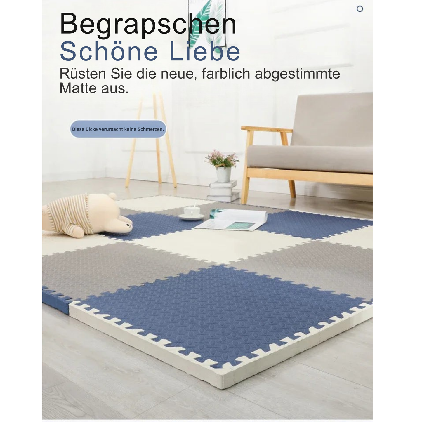 Puzzle Spielmatte für Kinder | Weiche Bodenmatte aus EVA Schaum mit Stecksystem