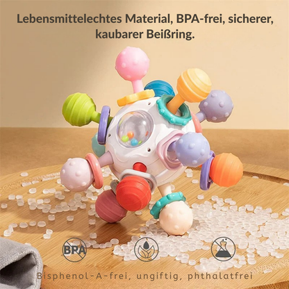 Drehbare Baby Rassel & Beißring | Greifspielzeug für Motorik und sensorische Entwicklung