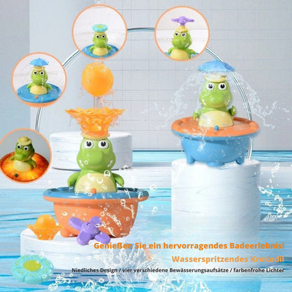 SplashGator LED Krokodil Badespielzeug – Schwimmendes Wasser-Sprühspielzeug für Kinder | Bade- & Poolspielzeug