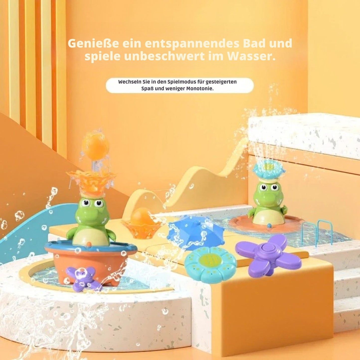 SplashGator LED Krokodil Badespielzeug – Schwimmendes Wasser-Sprühspielzeug für Kinder | Bade- & Poolspielzeug