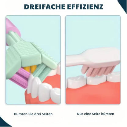 3-Seiten-Kopf Kinder Zahnbürste