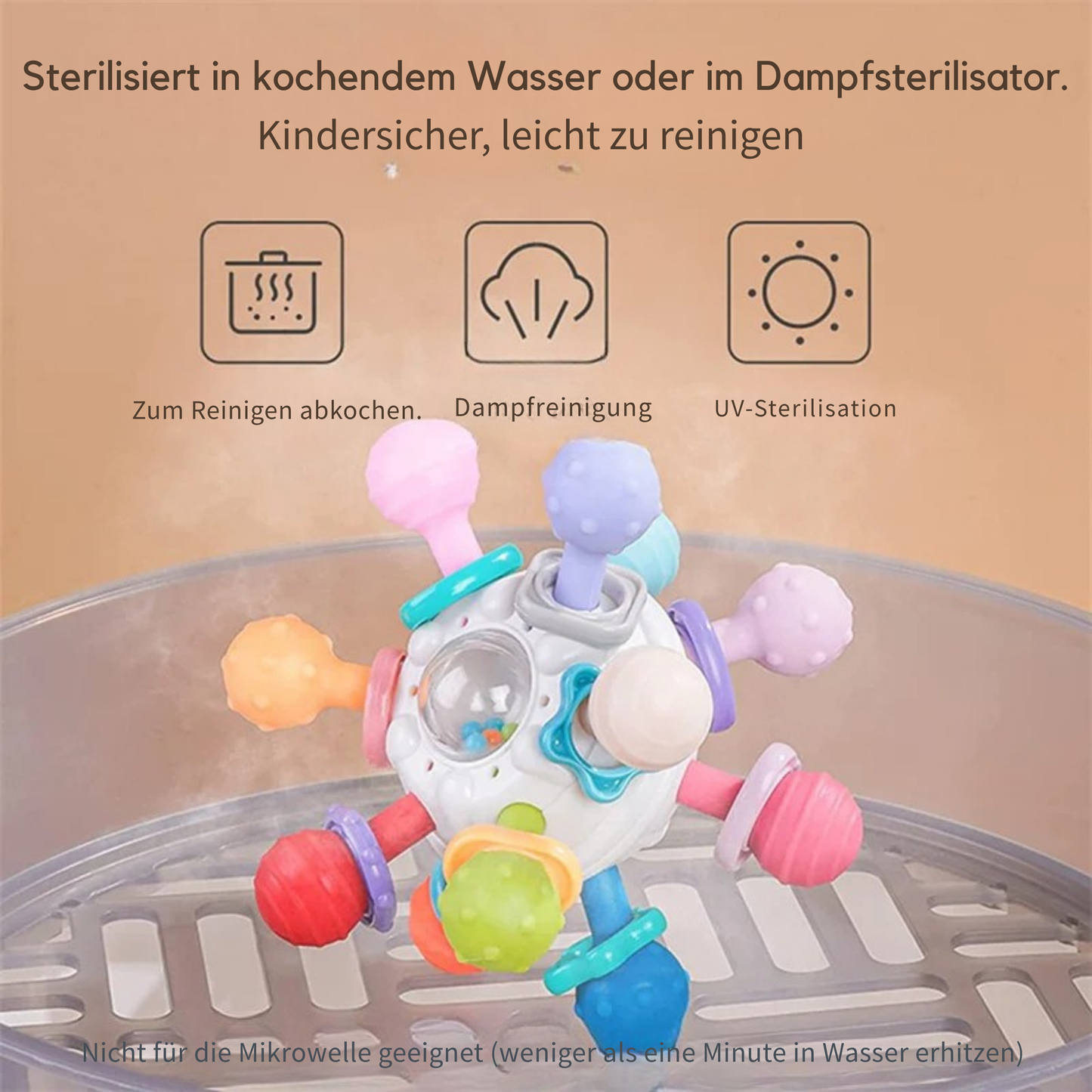 Drehbare Baby Rassel & Beißring | Greifspielzeug für Motorik und sensorische Entwicklung