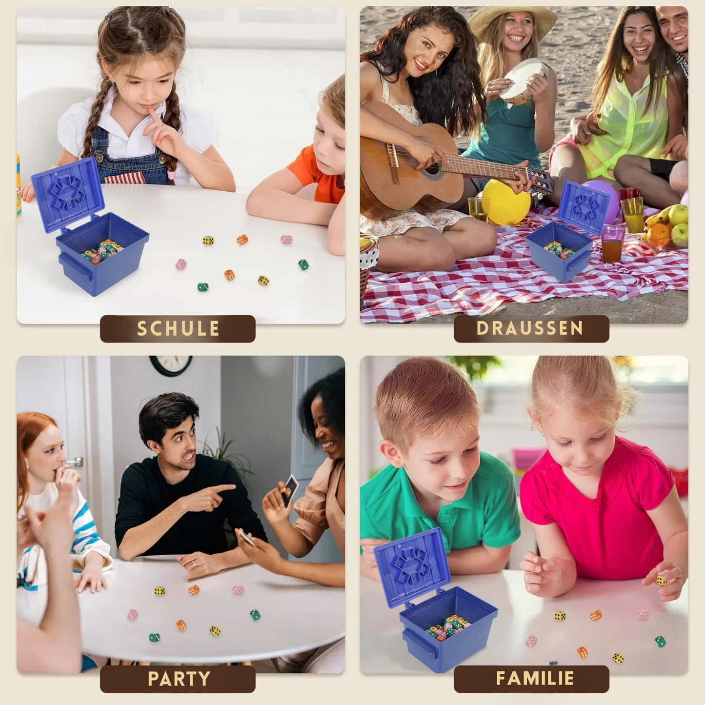 DiceRush Party-Spiel Set | Schnelles Würfelspiel für 2–6 Spieler mit Tray & 80 Würfeln
