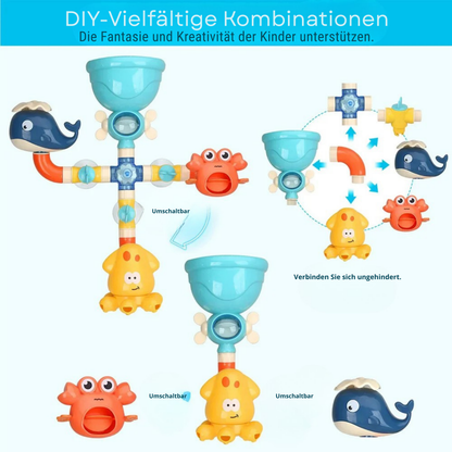 Baby Badespielzeug Rohrsystem Set | Kreatives Badewannen Spielzeug für Motorik und Wasserspaß
