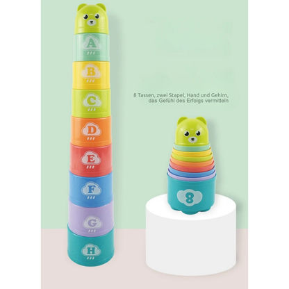Kinder Stapelbecher Spielset | 3-in-1 Lernspiel für Motorik, Koordination und kreatives Spielen