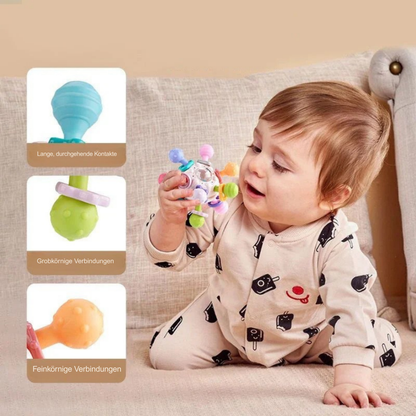 Drehbare Baby Rassel & Beißring | Greifspielzeug für Motorik und sensorische Entwicklung