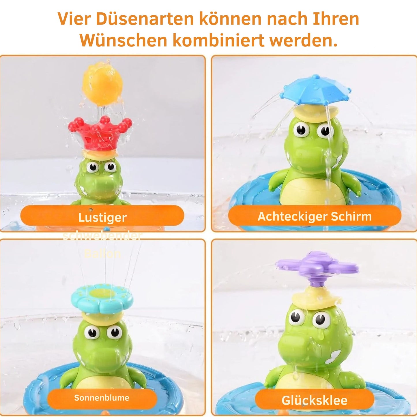 SplashGator LED Krokodil Badespielzeug – Schwimmendes Wasser-Sprühspielzeug für Kinder | Bade- & Poolspielzeug