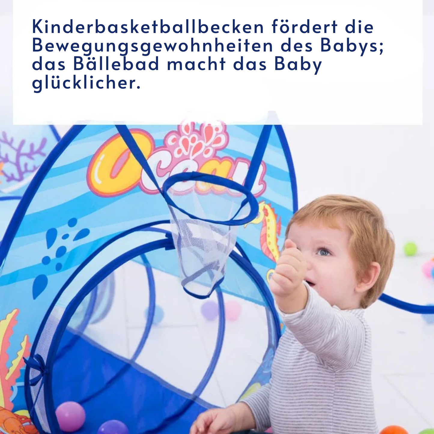 3-in-1 Kinder Bällebad Spielset | Spielzelt mit Krabbeltunnel und Ballpool für drinnen & draußen