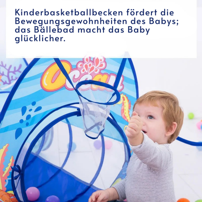 3-in-1 Kinder Bällebad Spielset | Spielzelt mit Krabbeltunnel und Ballpool für drinnen & draußen