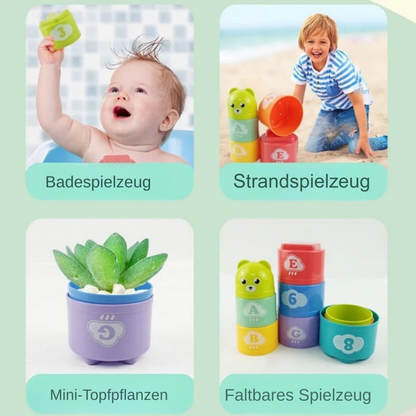 Kinder Stapelbecher Spielset | 3-in-1 Lernspiel für Motorik, Koordination und kreatives Spielen