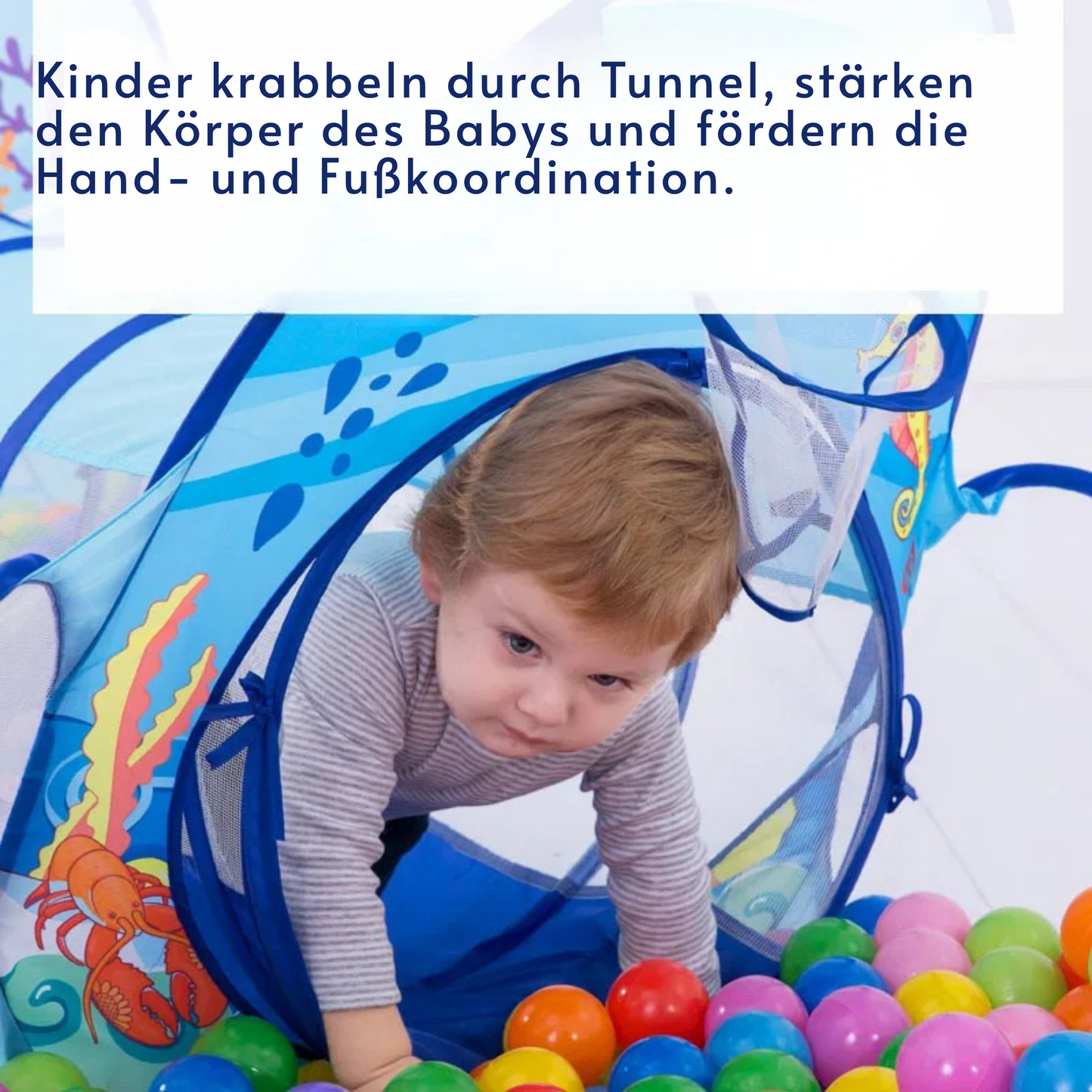 3-in-1 Kinder Bällebad Spielset | Spielzelt mit Krabbeltunnel und Ballpool für drinnen & draußen