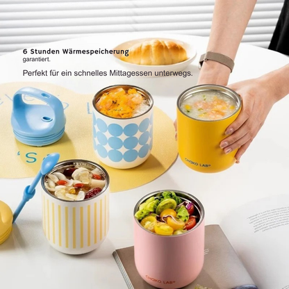 Chakolab 450ML Edelstahl Frühstücksbecher mit Deckel & Löffel | Isolierter Thermobehälter für Büro & unterwegs