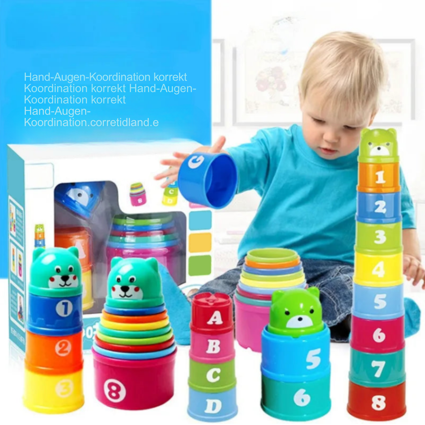 Kinder Stapelbecher Spielset | 3-in-1 Lernspiel für Motorik, Koordination und kreatives Spielen
