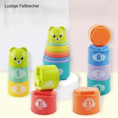 Kinder Stapelbecher Spielset | 3-in-1 Lernspiel für Motorik, Koordination und kreatives Spielen