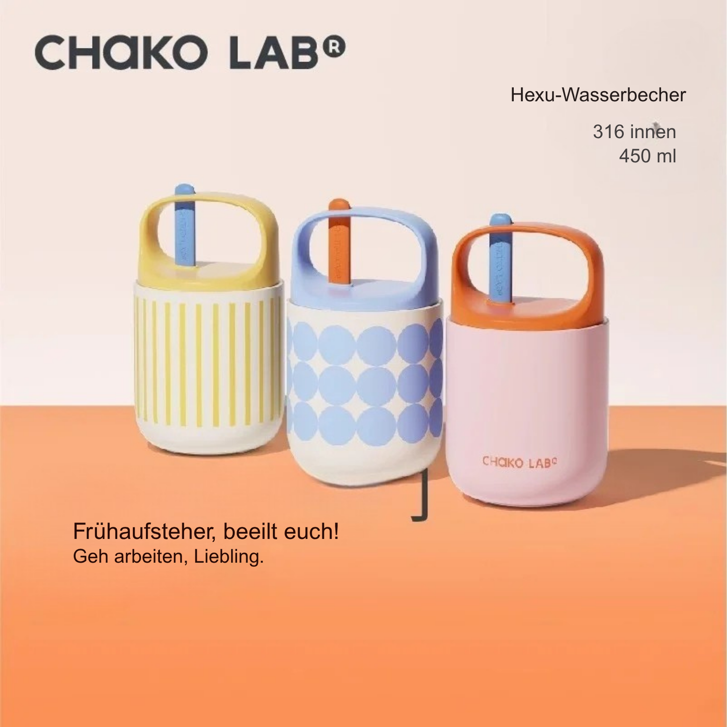 Chakolab 450ML Edelstahl Frühstücksbecher mit Deckel & Löffel | Isolierter Thermobehälter für Büro & unterwegs