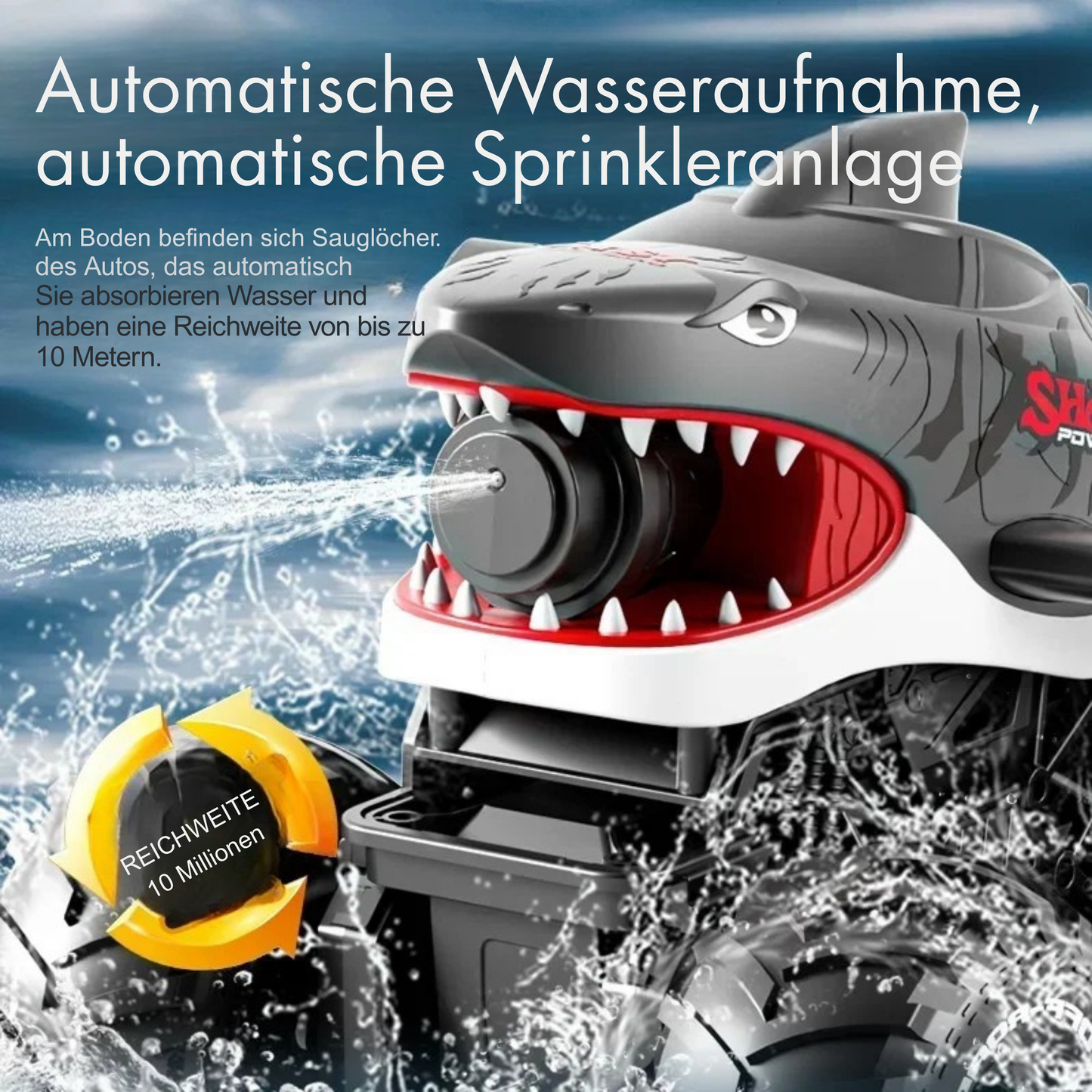 SharkBlaster 2-in-1 Amphibien RC Auto & Wasser-Shooter | 2.4G Fernbedienung + Gestensteuerung