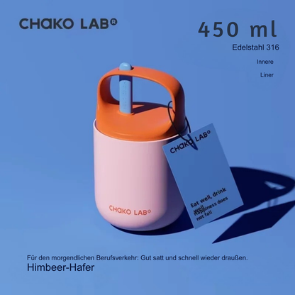 Chakolab 450ML Edelstahl Frühstücksbecher mit Deckel & Löffel | Isolierter Thermobehälter für Büro & unterwegs