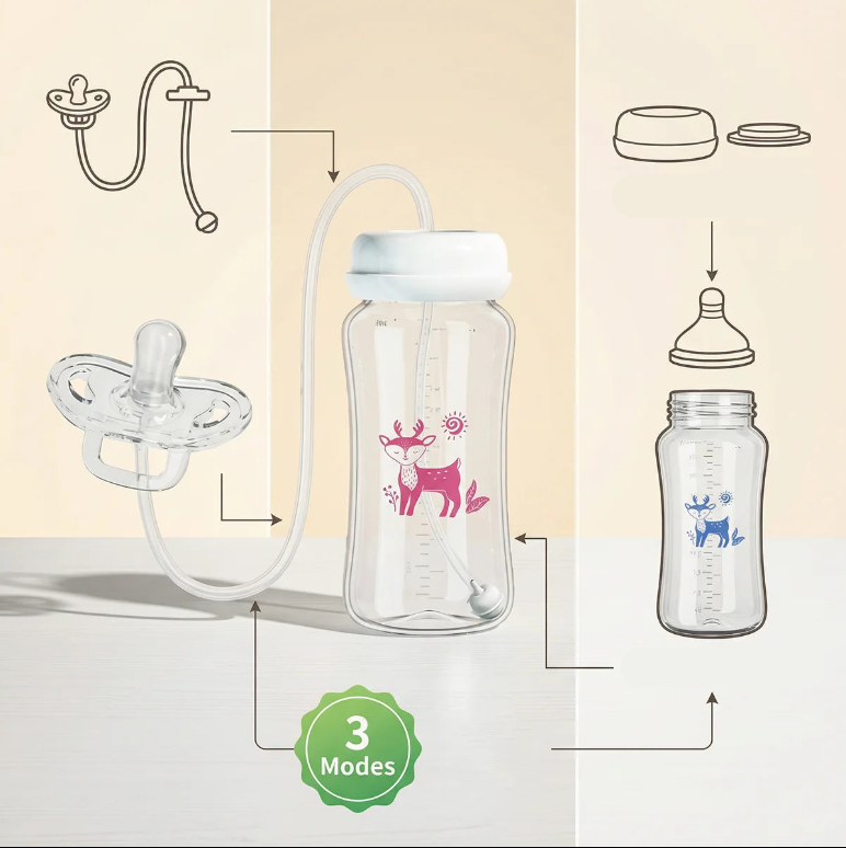 Freihändige Baby-Fütterflasche – Anti-Kolik-Nahrungssystem