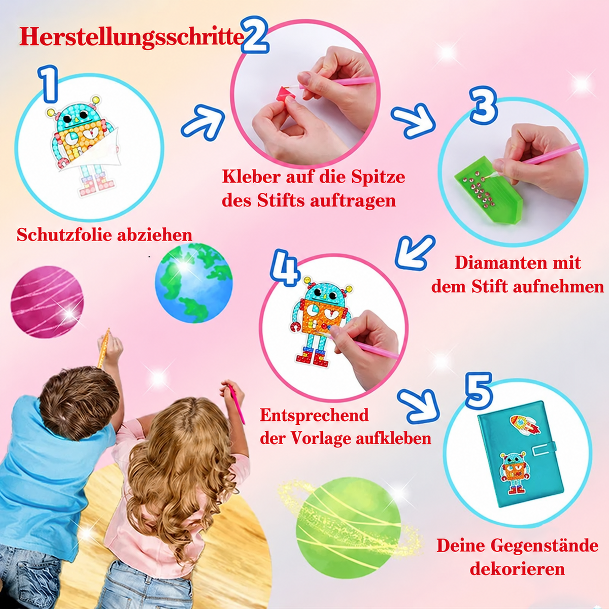 Diamant-Malerei-Aufkleber-Set für Kinder 💎🎨