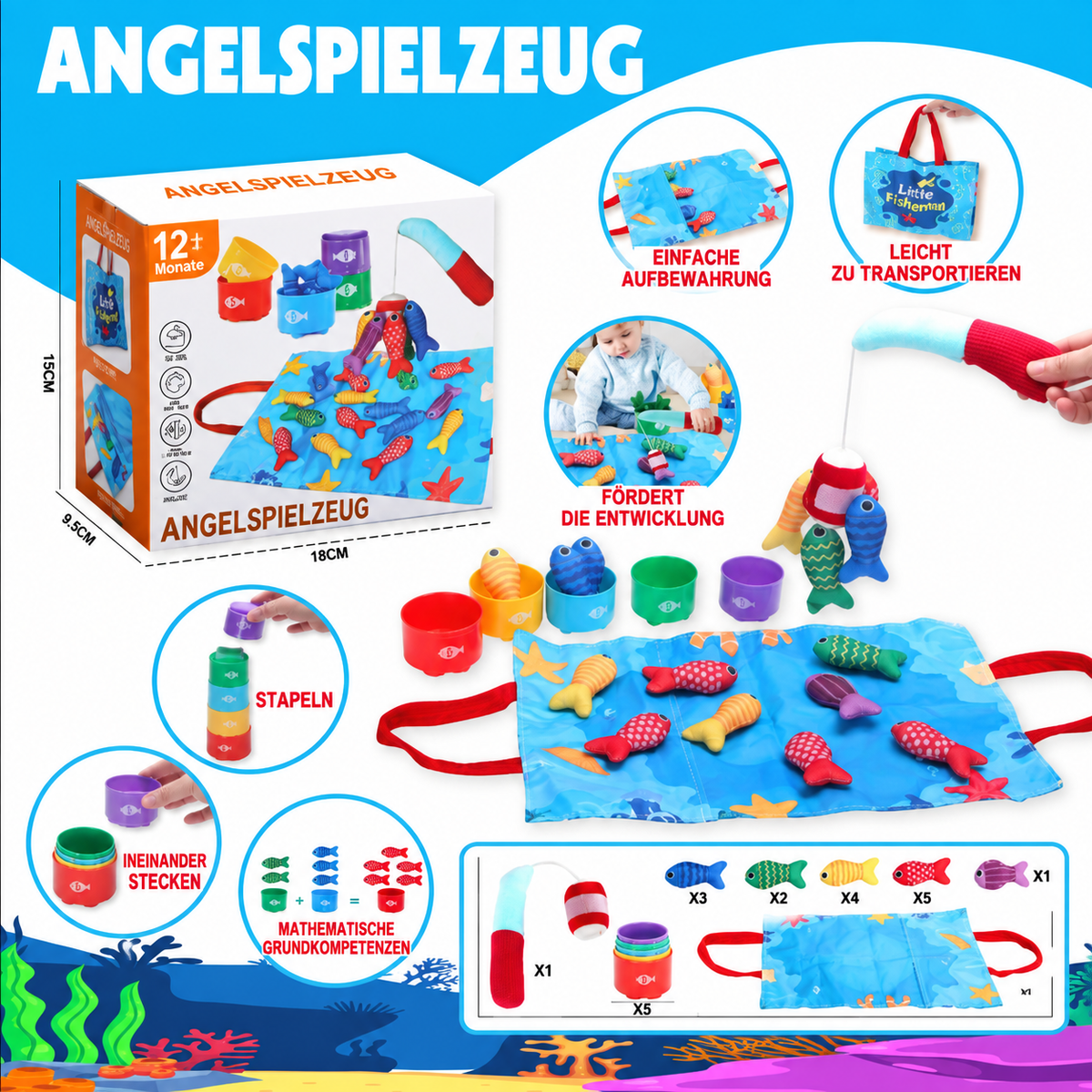 Montessori-Angelspiel – 22-teiliges Lernspiel für Farben & Zahlen 🎣🐠