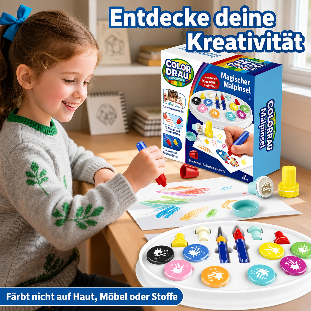 Klecksefreies Malset für Kinder