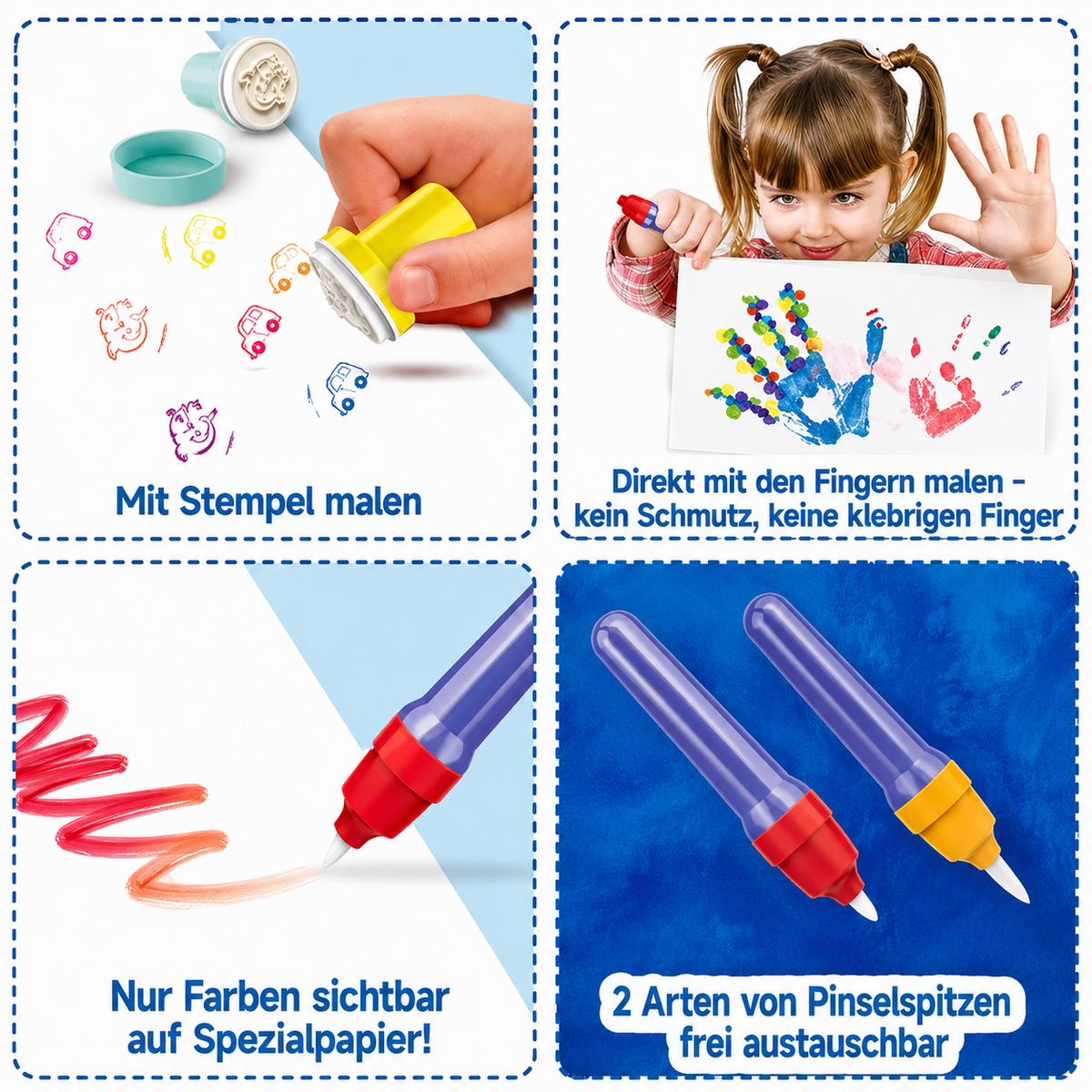 Klecksefreies Malset für Kinder