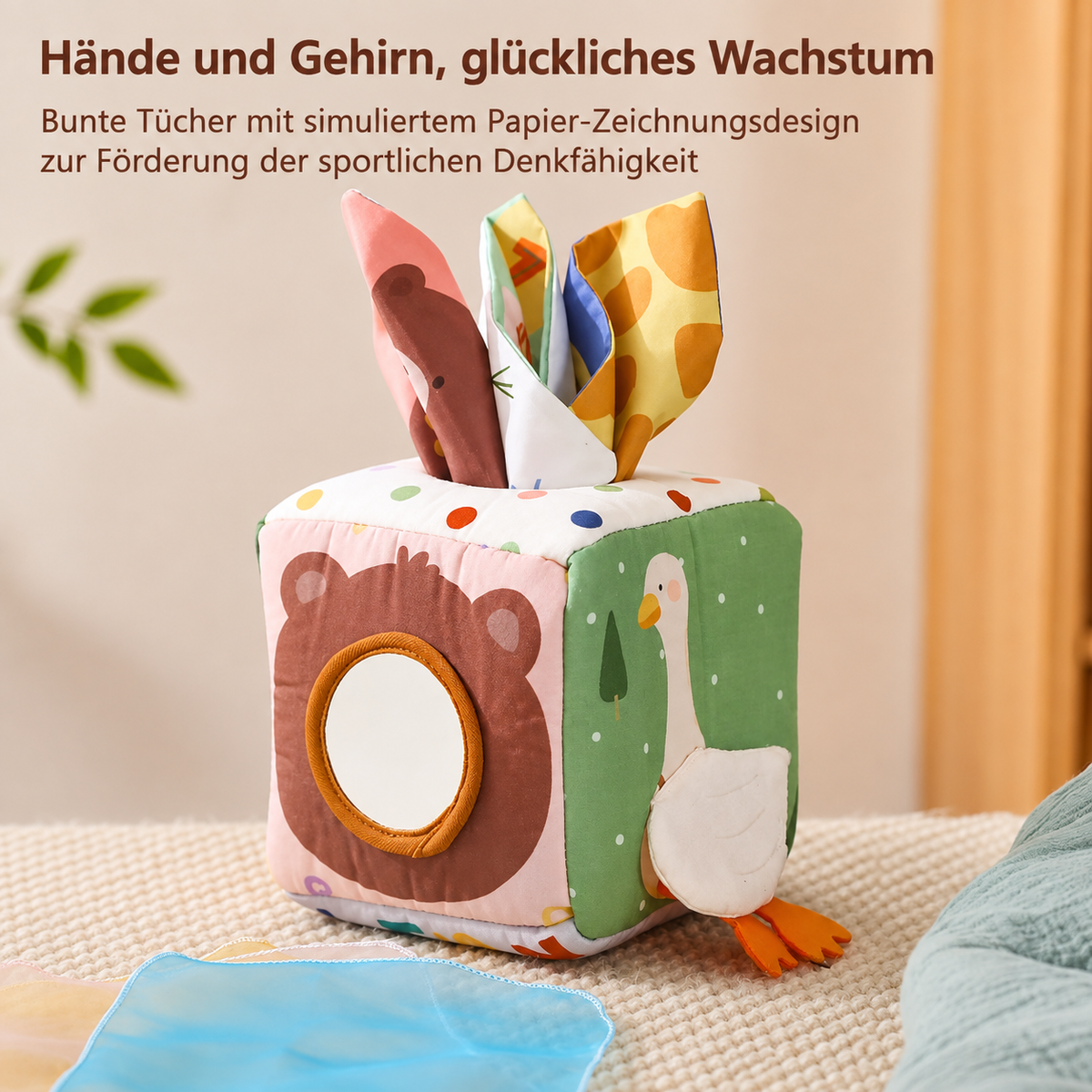 Kleine Entdecker Montessori-Sensorik-Taschentuchbox