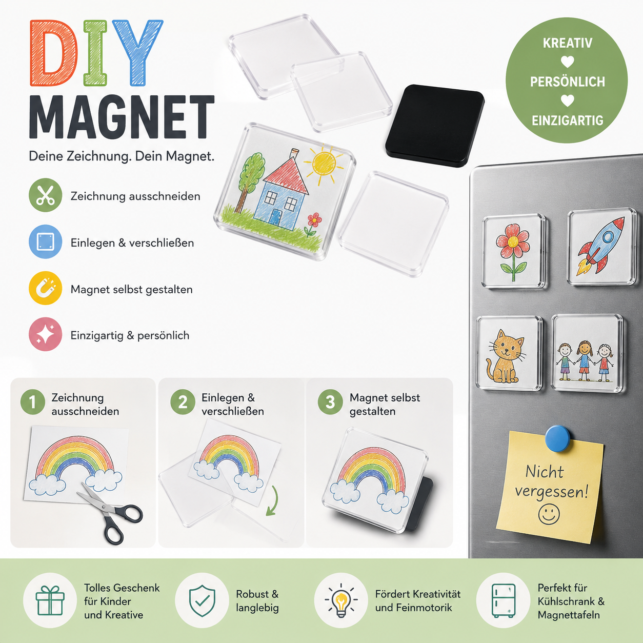KreativMagnet – DIY Acryl-Kühlschrankmagnet-Set