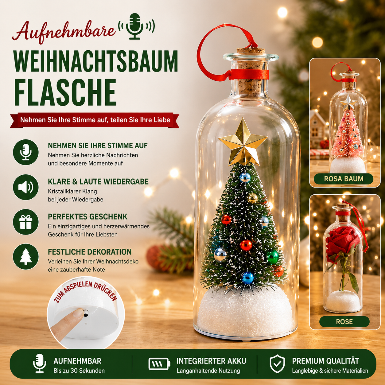 WeihnachtsStimme – Weihnachtsanhänger mit persönlicher Sprachnachricht
