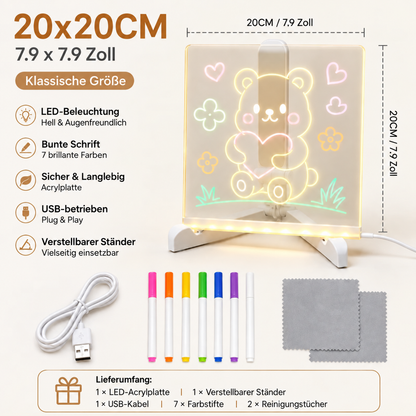 LED-Mal- & Nachrichtentafel aus Acryl für Kinder
