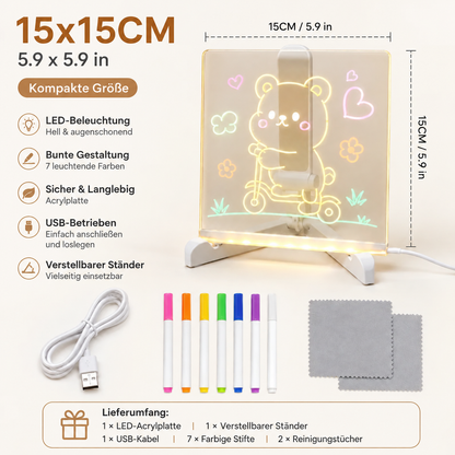 LED-Mal- & Nachrichtentafel aus Acryl für Kinder