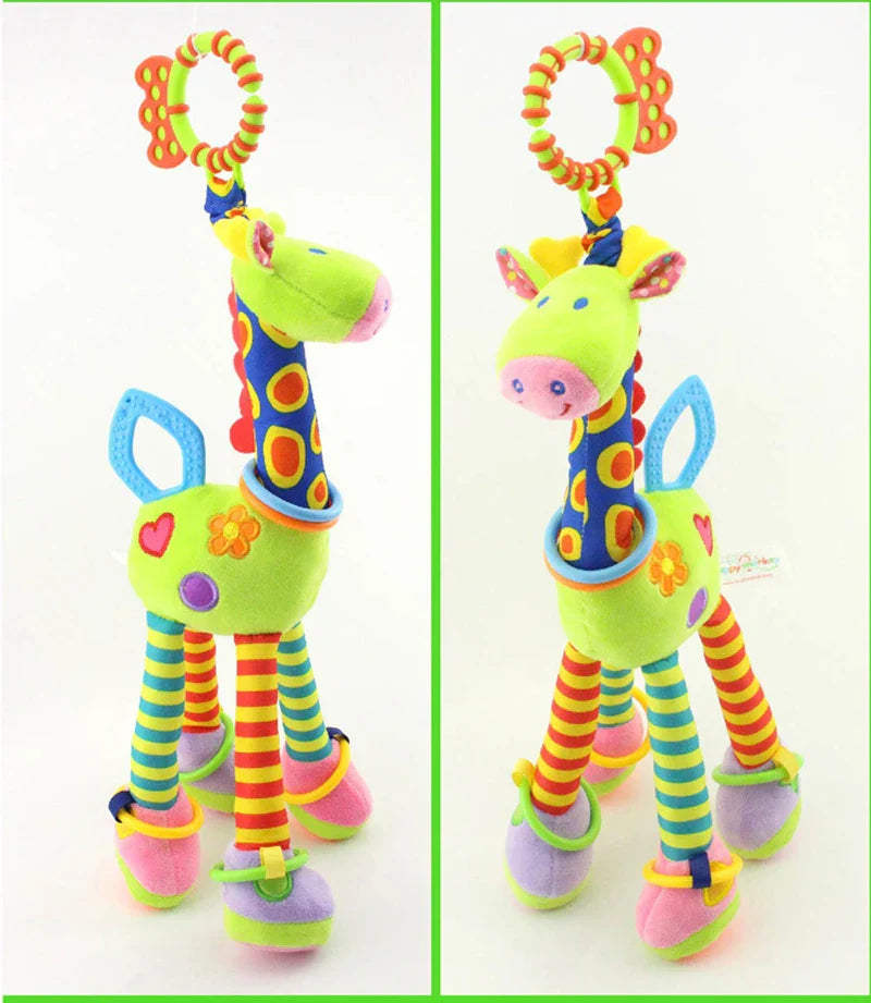 Soft Giraffe Plush Baby Rattle – Handbell Toy with Teether