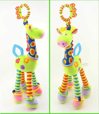 Soft Giraffe Plush Baby Rattle – Handbell Toy with Teether