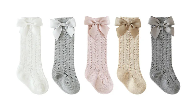 Baby Girls Socks – Spanish Style Bow Cotton Mesh Breathable Socks for Newborns