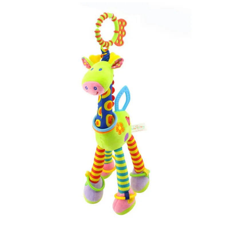 Soft Giraffe Plush Baby Rattle – Handbell Toy with Teether