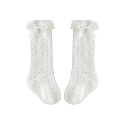 Baby Girls Socks – Spanish Style Bow Cotton Mesh Breathable Socks for Newborns