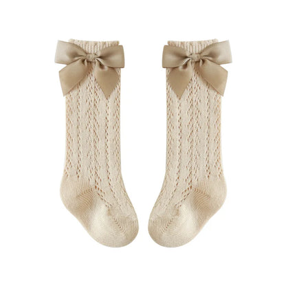 Baby Girls Socks – Spanish Style Bow Cotton Mesh Breathable Socks for Newborns