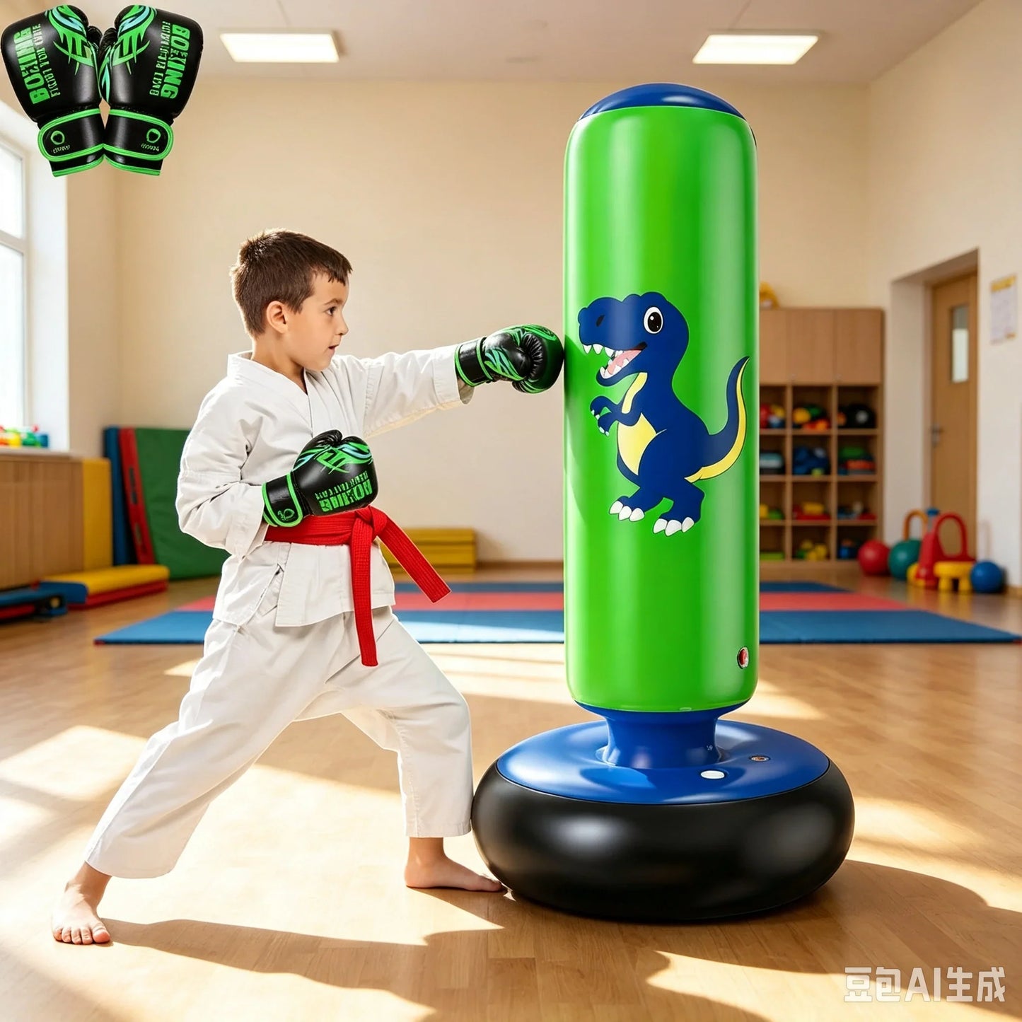 Aufblasbarer Dino-Boxsack für Kinder