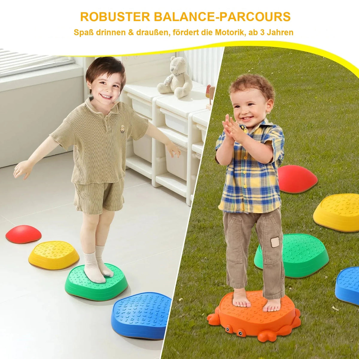 5 Krabben-Trittsteine – Balance- & Parcours-Spiel 🦀🌈
