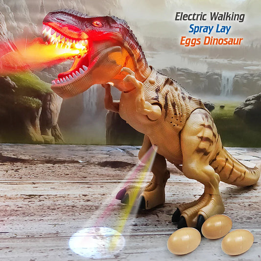 Walking & Egg-Laying Dinosaur Toy with Lights & Spray