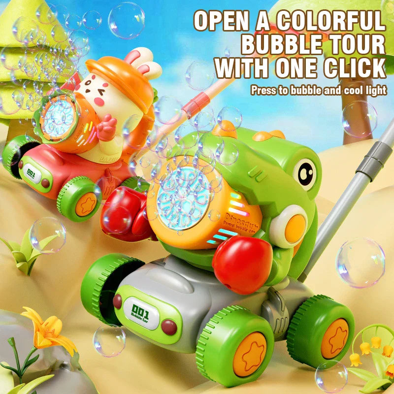 2-in-1 Dinosaur Bubble Gun - Push or Handheld Electric Bubble Fun!